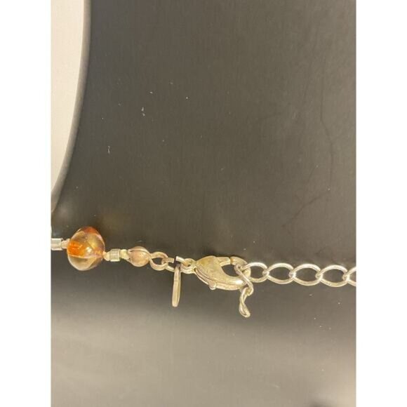 Monet Signed Glass Beaded Hand Knotted Earthy Tone Necklace - Picture 4 of 7